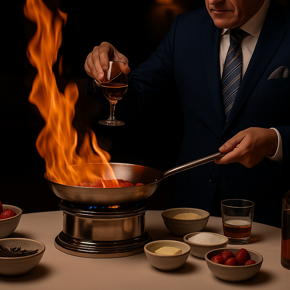 Lire la suite à propos de l’article Fraises flambées, le premier flambage d’Esteban à Châteauvieux